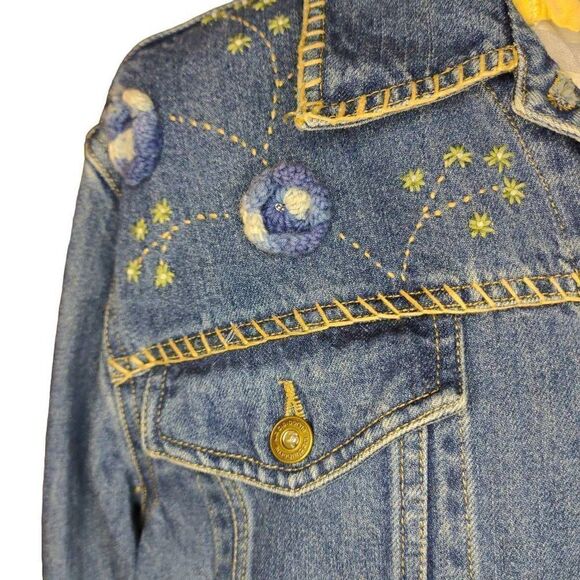 NWOT Liz Claiborne Liz Wear Petite Crochet Button Up Denim Jacket, size L - Picture 2 of 15